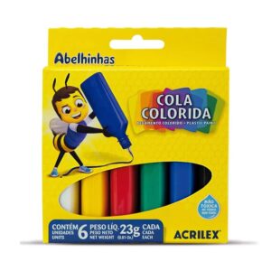 COLA COLORIDA 23G 6 CORES ACRILEX